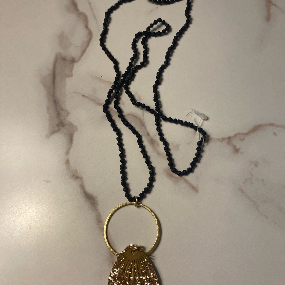 Gold and Black Pendant Necklace